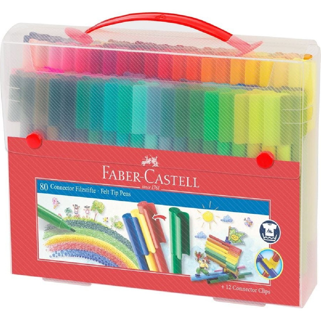 Faber Castell Μαρκαδόροι 80 pcs Connector felt tip pen set Carrying case 155579