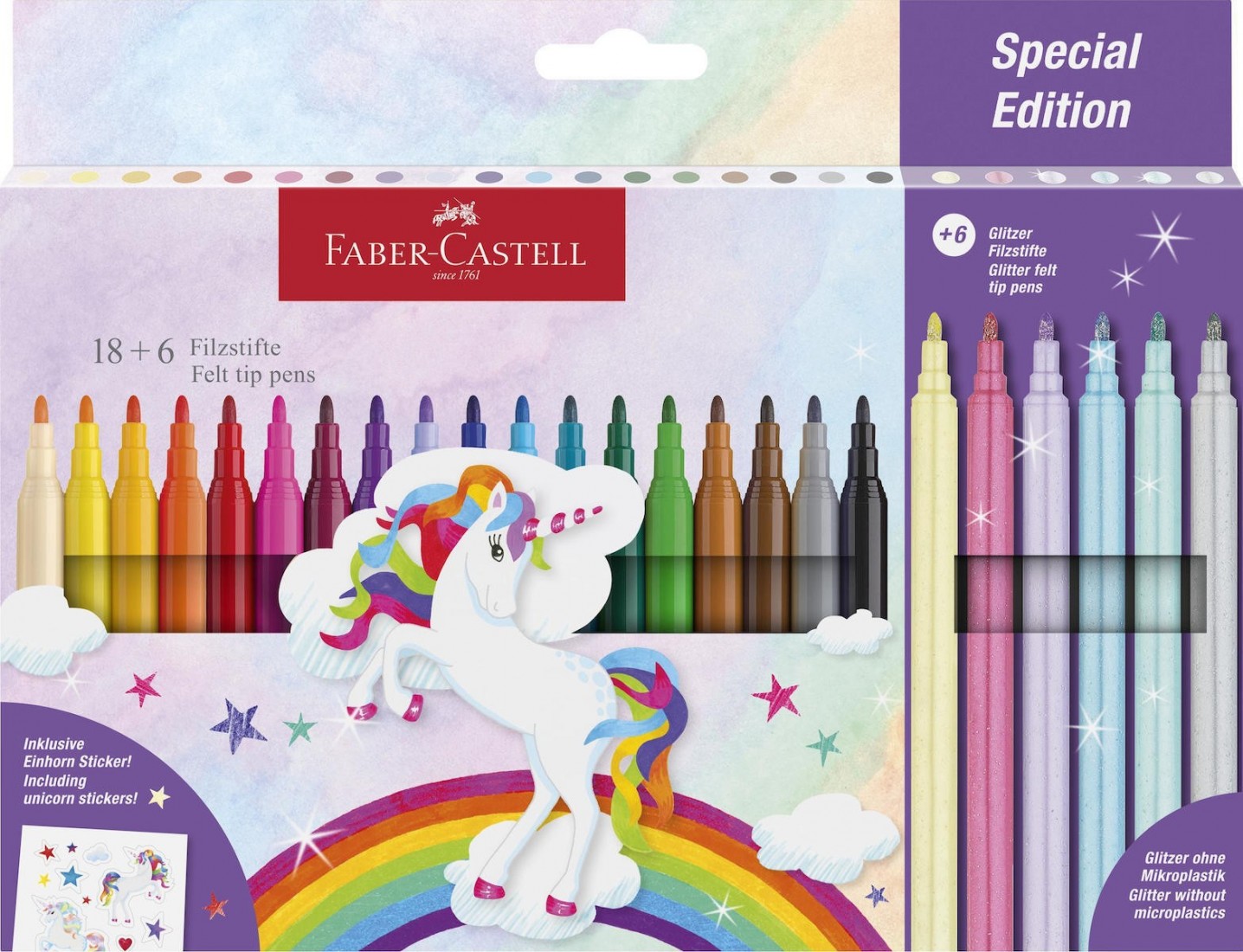 Faber Castell 24 μαρκαδόροι Unicorn, felt tips, 554221