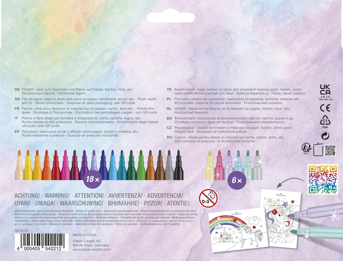 Faber Castell 24 μαρκαδόροι Unicorn, felt tips, 554221
