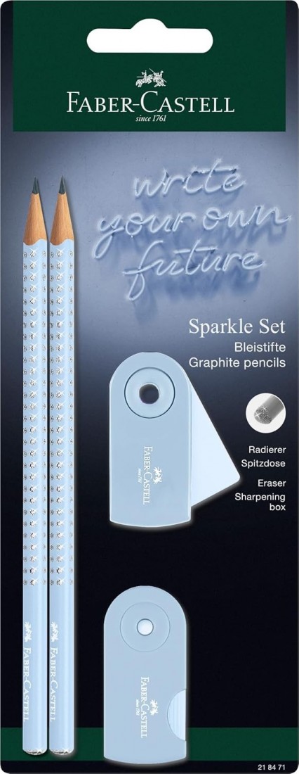 Βlister Set Sparkle 2 Μολύβια με Γόμα και Ξύστρα Σιέλ  218471 Faber Castell