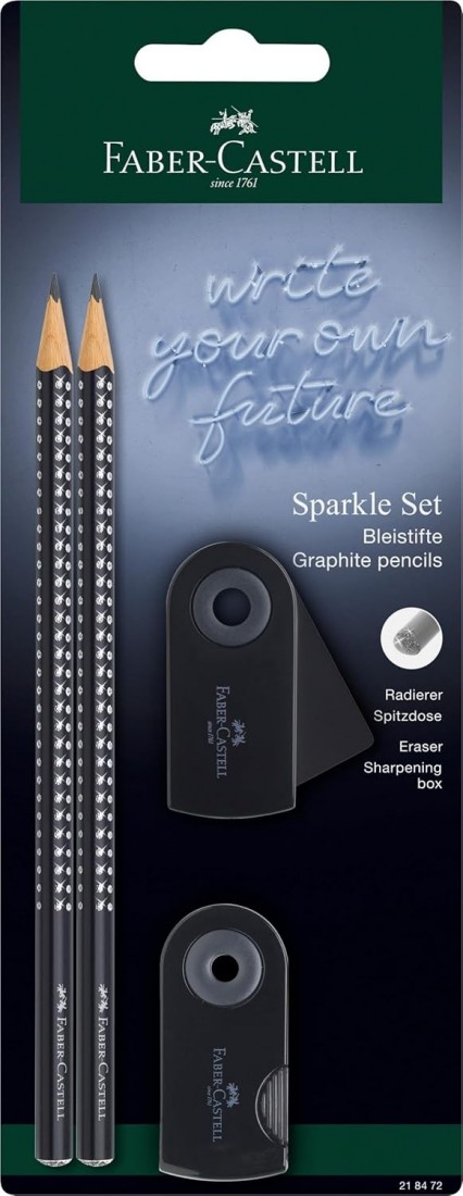 Βlister Set Sparkle 2 Μολύβια με Γόμα και Ξύστρα Μαύρο  218472 Faber Castell