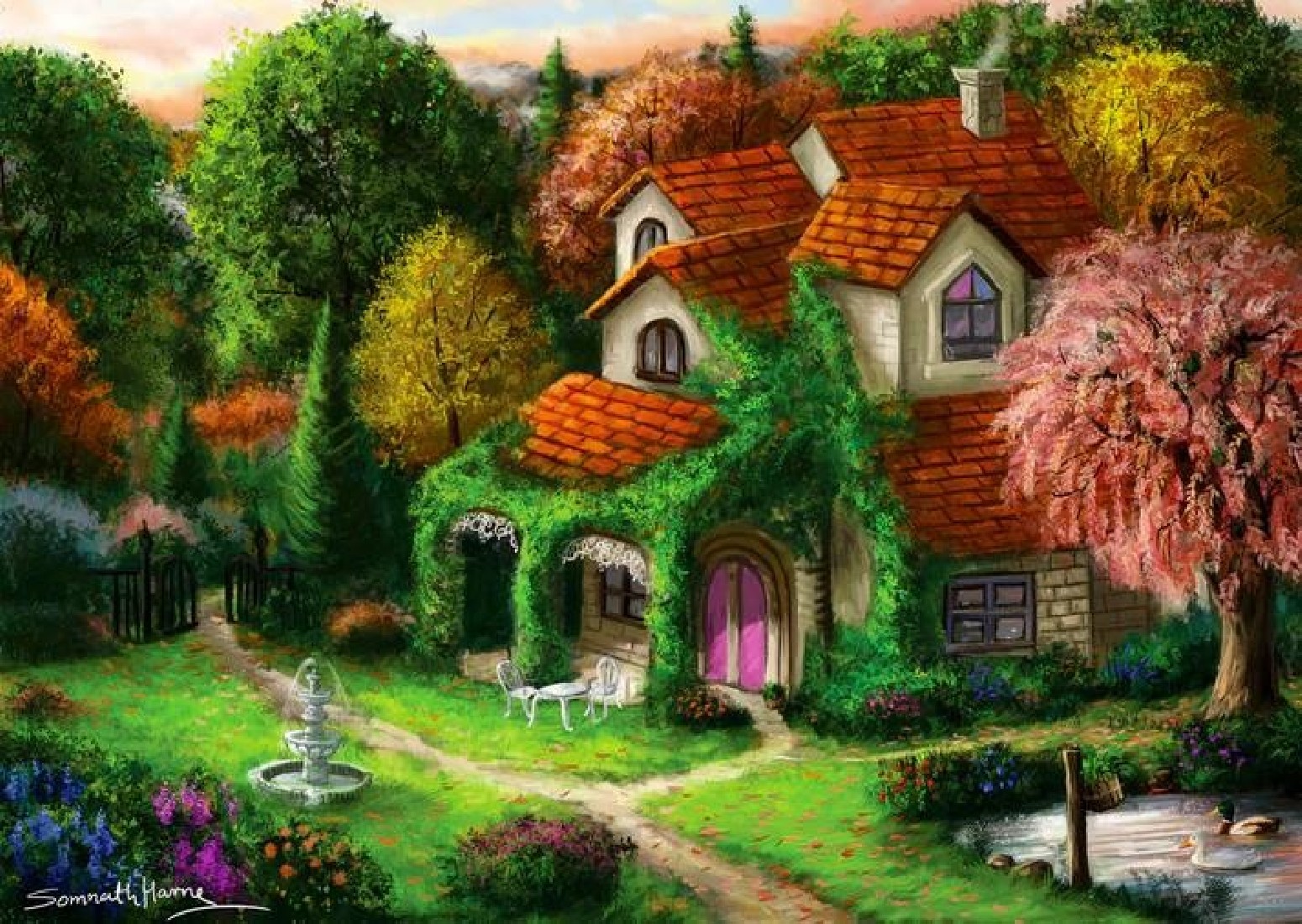 Puzzle 1000τμχ. Cottage in the Forrest (1931) Enjoy Puzzle