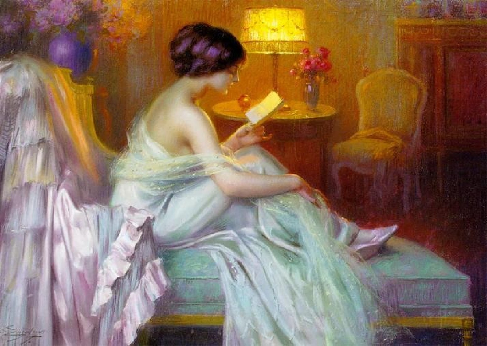 Puzzle 1000τμχ. Delphin Enjolras: Reading at Lamp Light (1539) Enjoy Puzzle
