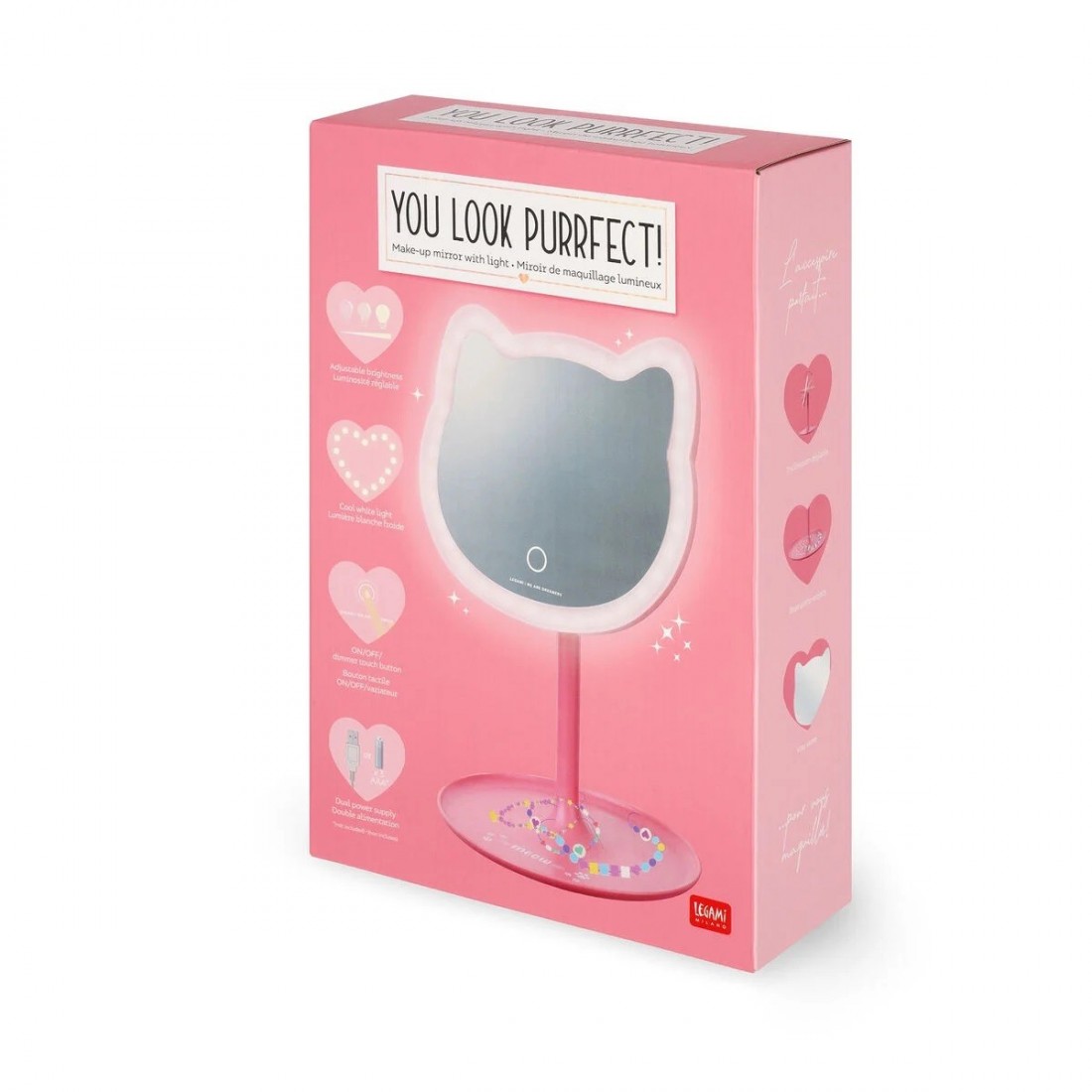 Make-up Mirror with Light - You Look Purrfect! Legami