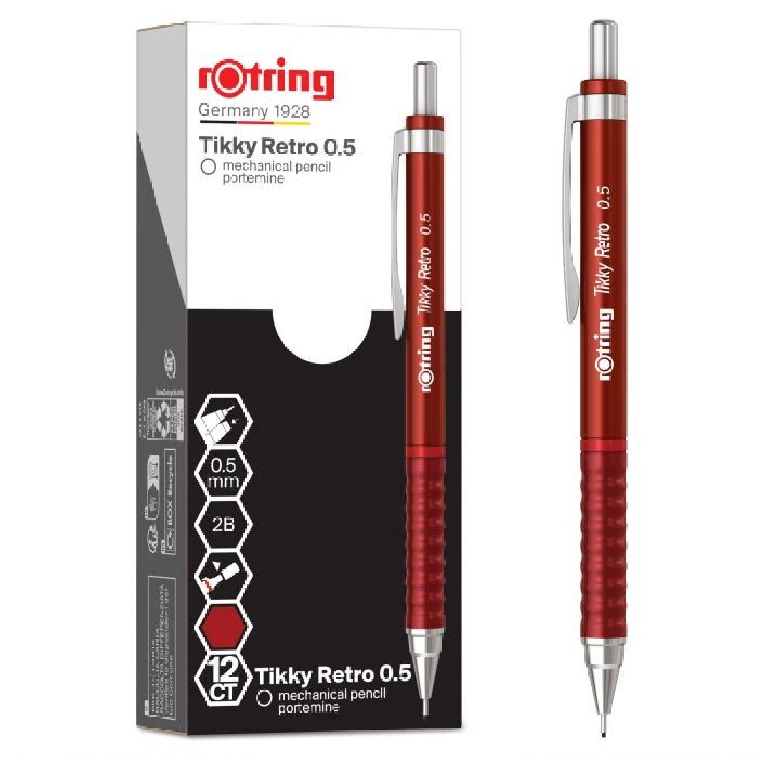 Rotring Tikky Retro 0.5mm Red Mechanical Pencil