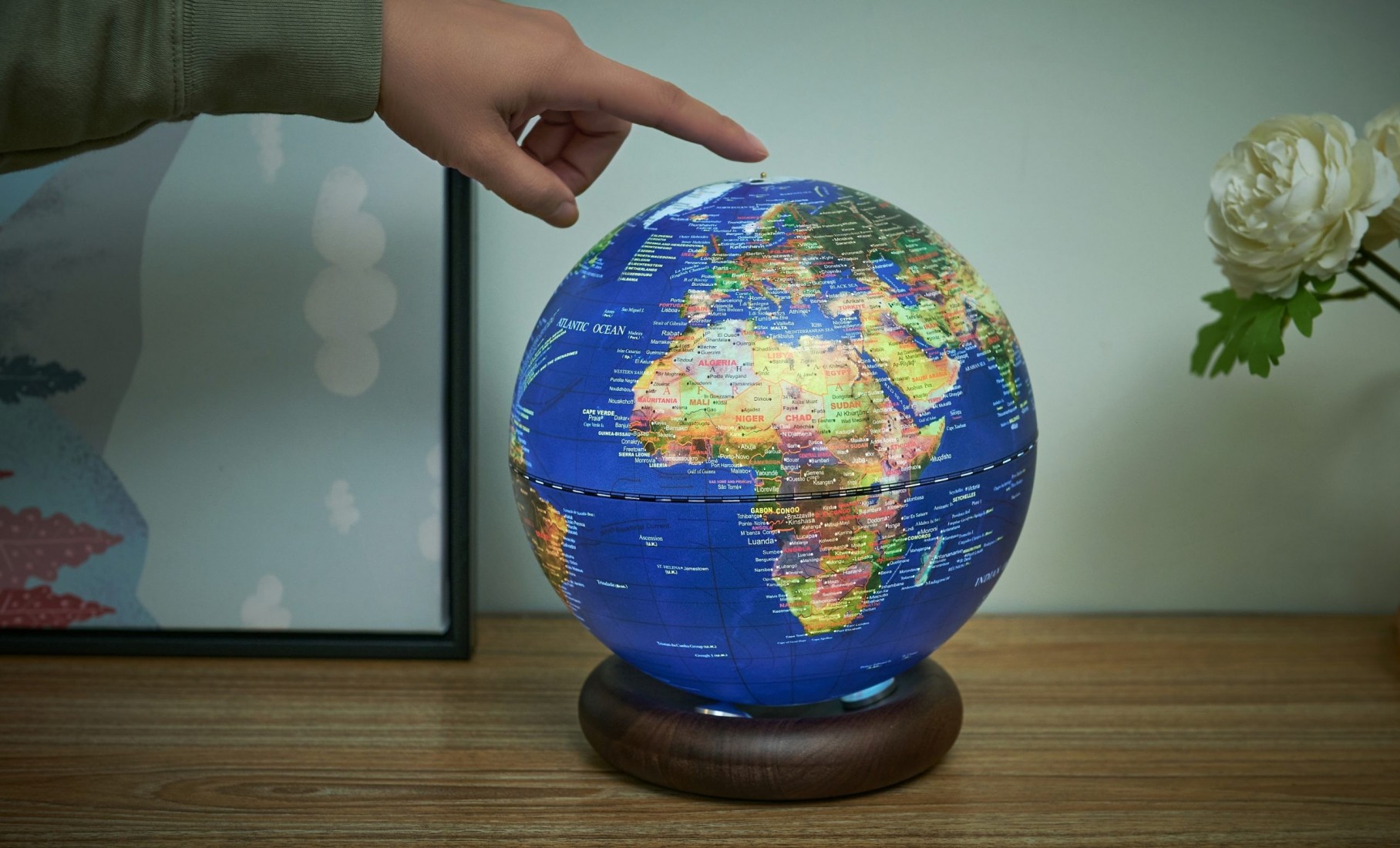 Gingko Atlasglobe Lamp Deep Oceanblue G038L-WT