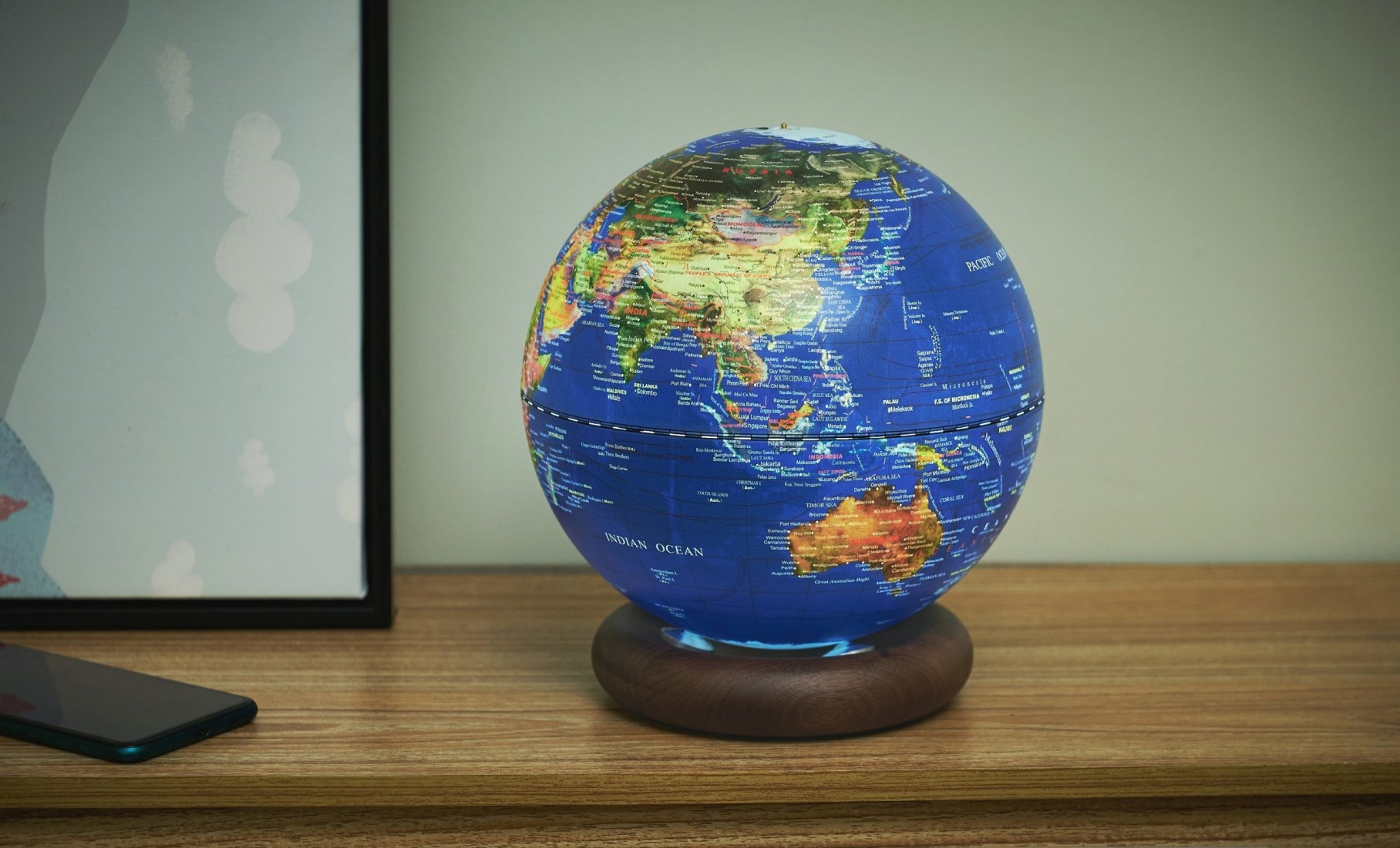 Gingko Atlasglobe Lamp Deep Oceanblue G038L-WT