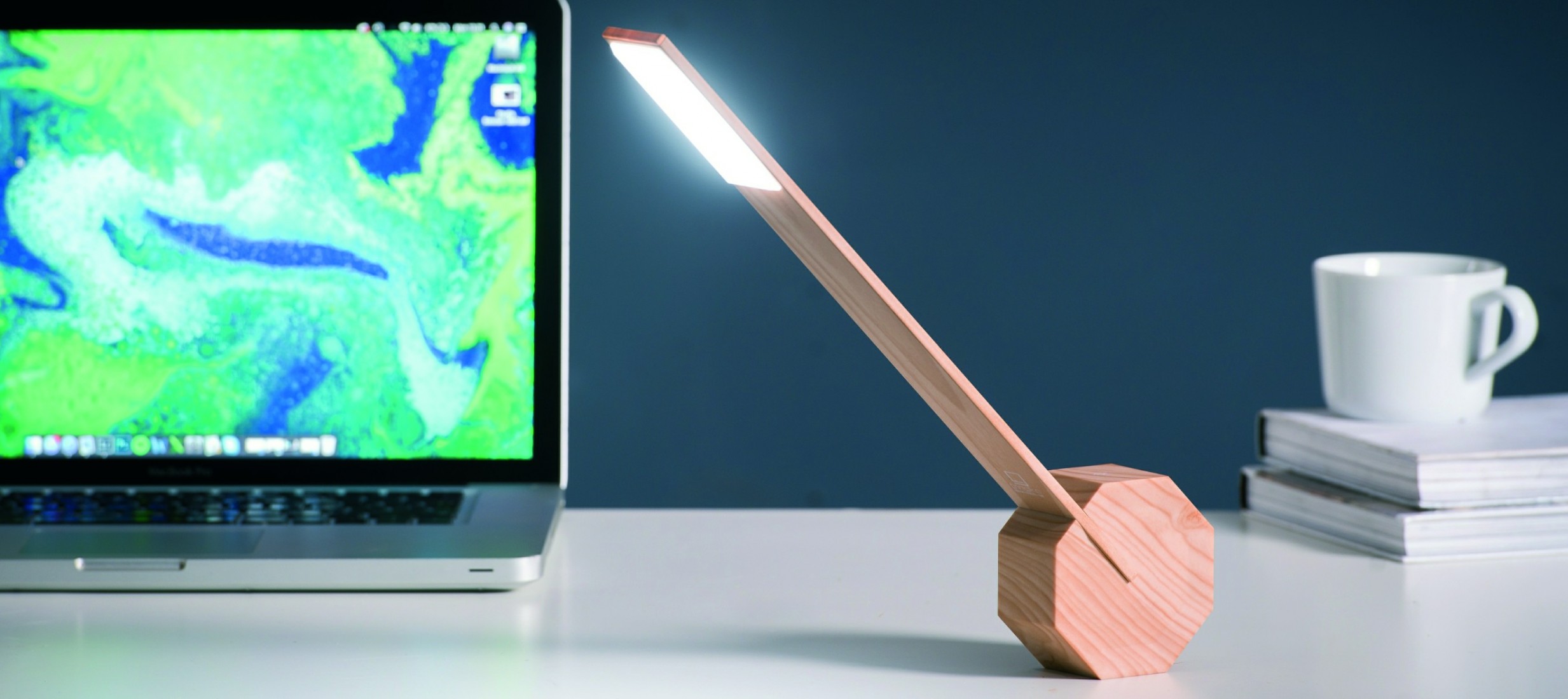 Gingko Octagon Desk Light - Maple GK11M18