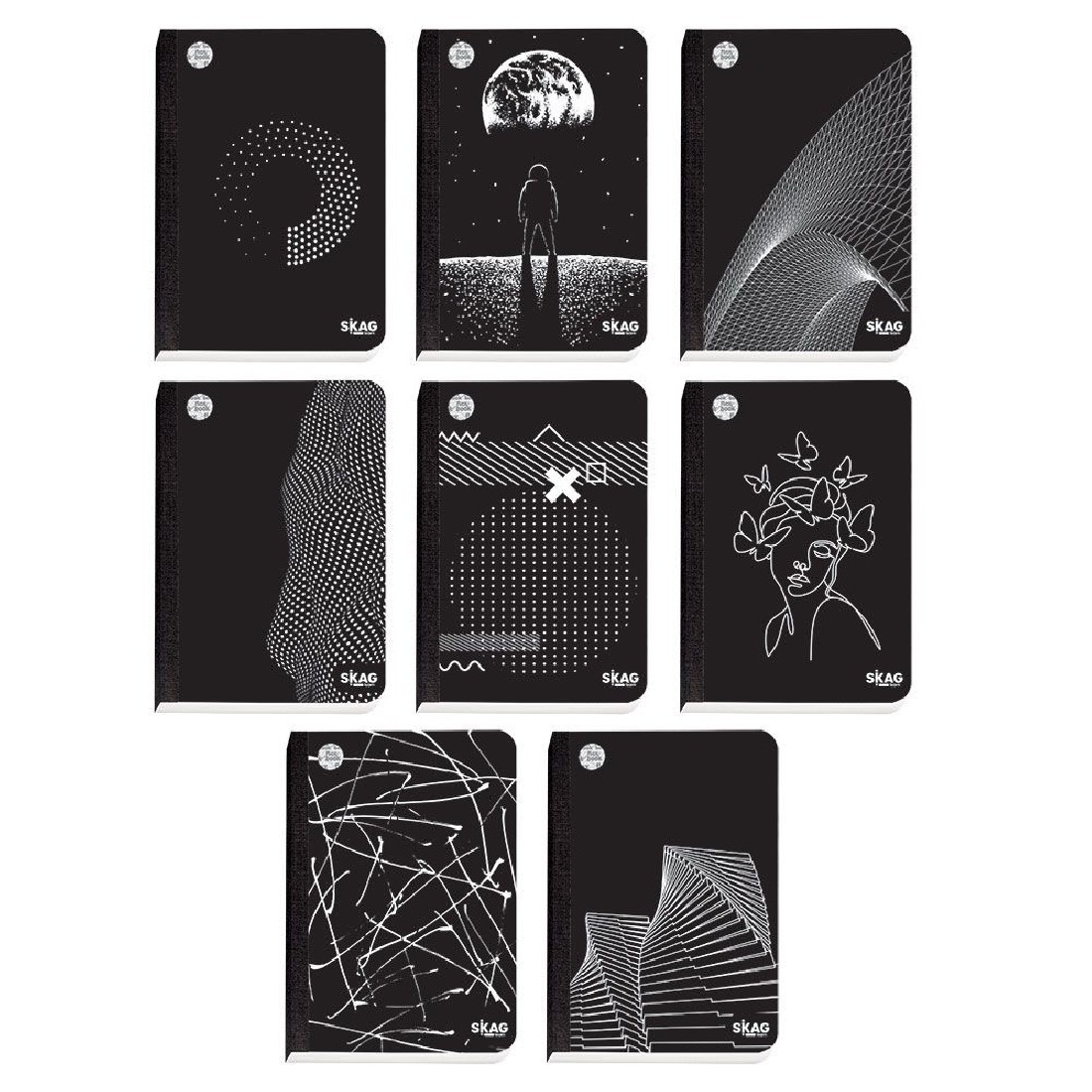 Τετράδιο Λινόδετα Χάρτινα (Black & White) 17X25 Ριγέ 3Θ 70γρ.Skag.