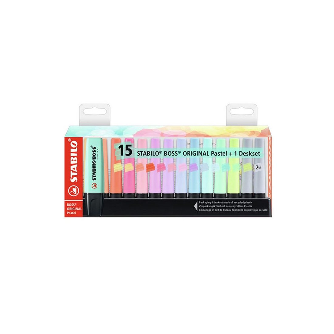 Μαρκαδόροι Υπογράμμισης Deskset 15 τεμάχια 7015-02 Stabilo Boss Original Pastel,