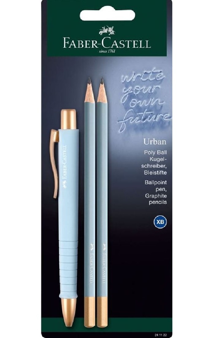 Faber Castell Blister Poly Ball Urban sky blue plus pencils 241122