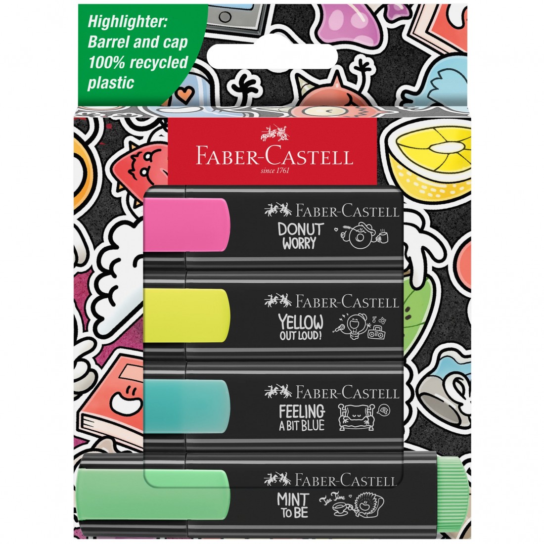 Faber Castell Highlighters, Graffiti Neon Colors - Box of 4 - 254690