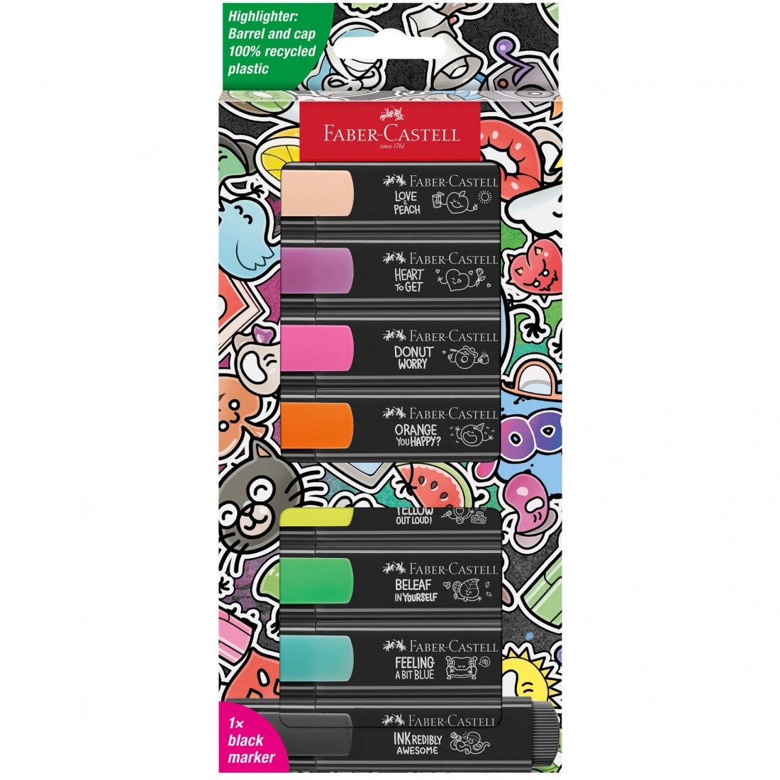 Faber Castell Highlighters, Graffiti Neon Colors - Box of 8 - 254692