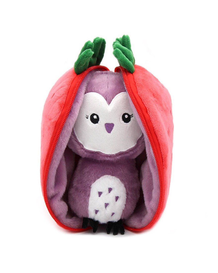 Violet the owl/strawberry plush toy - Flipetz 80104 Les Deglingos.