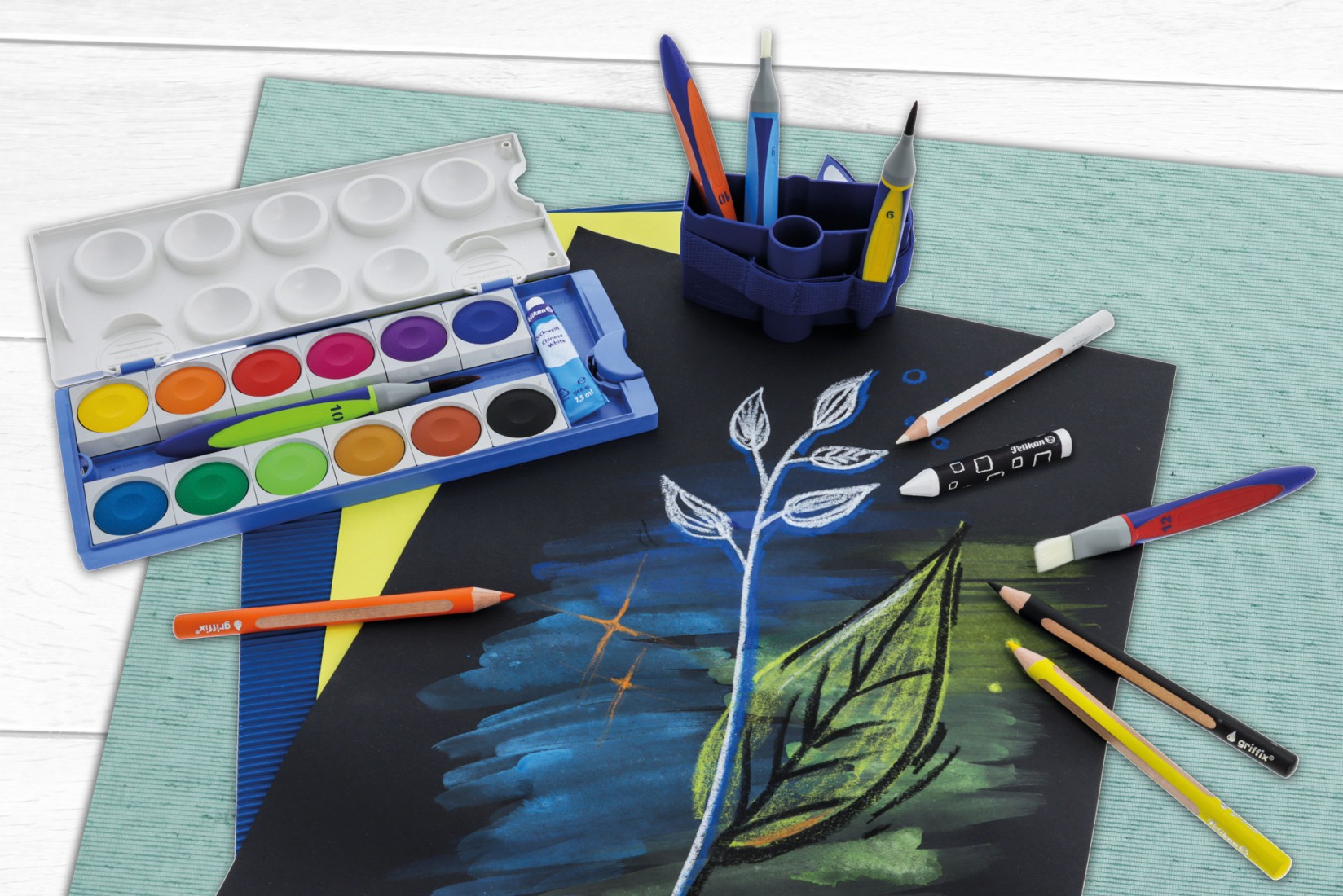 Pelikan K12 701174 Colour Box 12 Colours (νεροχρώματα) Including Opaque White