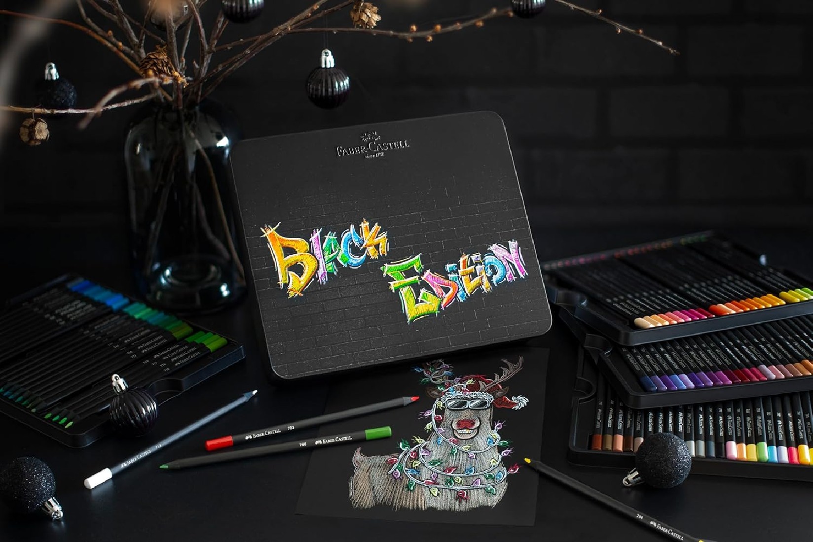 Faber Castell Black Edition 116490 Colouring Pencils, 100 Metal Case, Shatterproof, for Children and Adults.