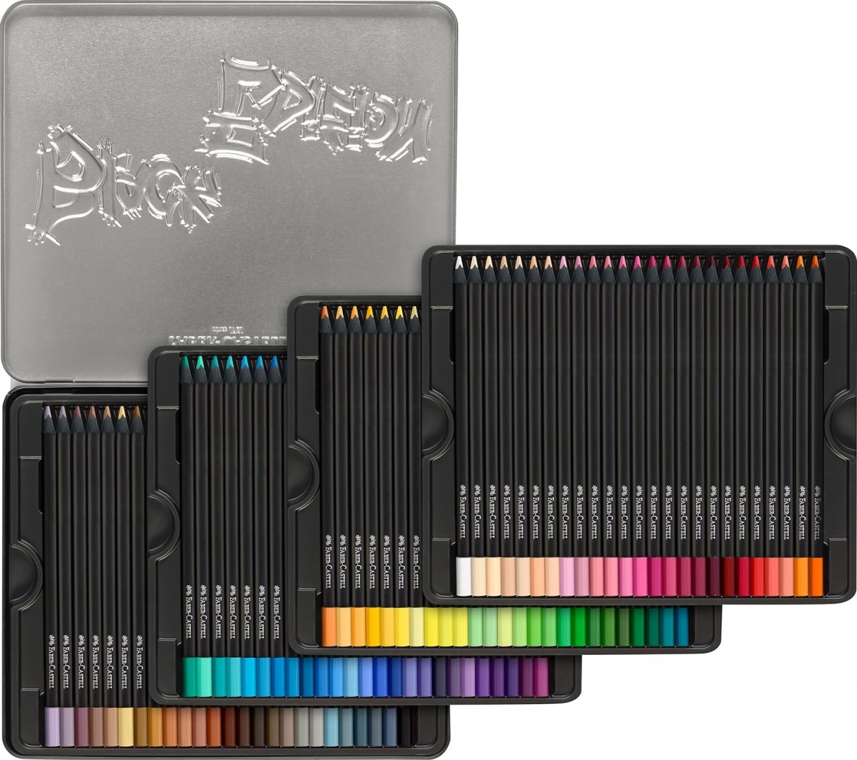 Faber Castell Black Edition 116490 Colouring Pencils, 100 Metal Case, Shatterproof, for Children and Adults.