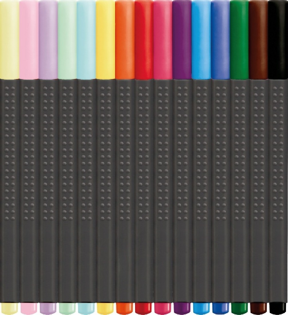 Faber Castell Can box of 15 Finepen Grip 0,4 151617