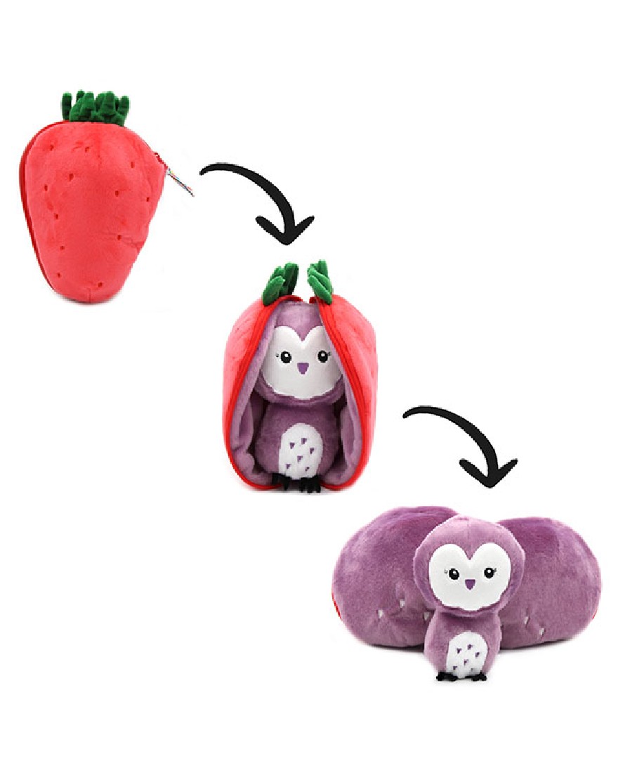 Violet the owl/strawberry plush toy - Flipetz 80104 Les Deglingos.