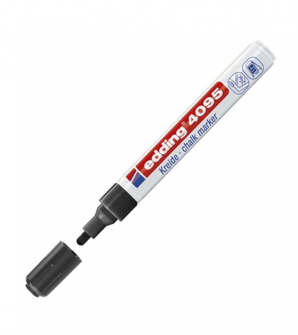 Μαρκαδόρος Κιμωλίας  με 2-3mm μύτη Μαύρο  4095 Edding