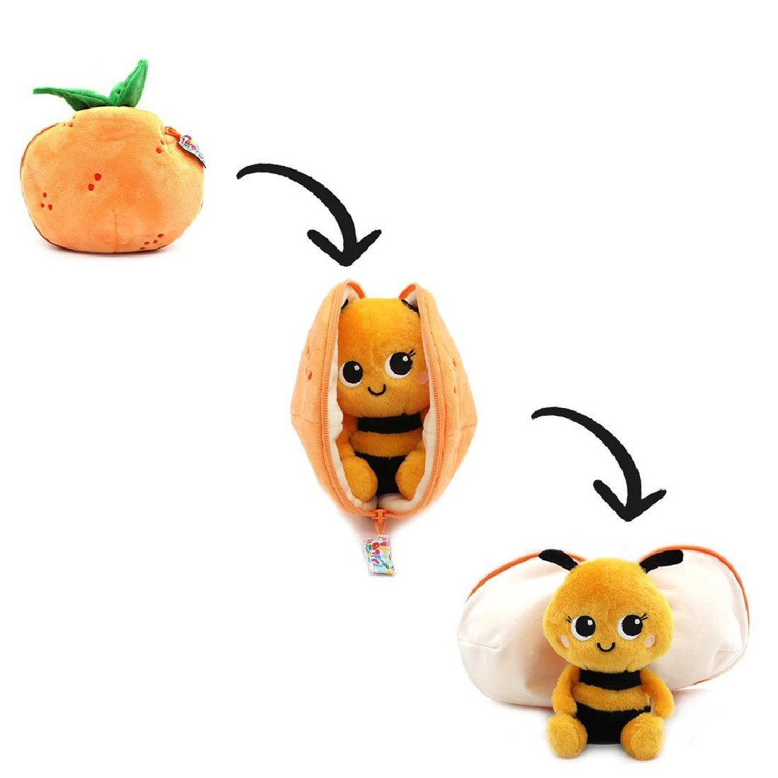 Buzzet the bee/tangerine plush toy - Flipetz 80107 Les Deglingos.