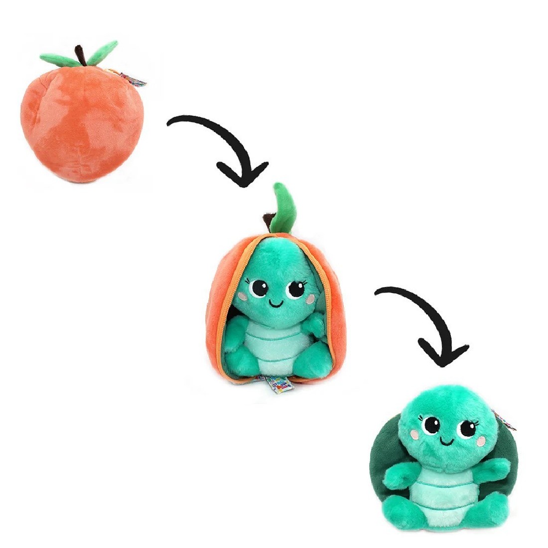 Corvet the turtle/peach plush toy - Flipetz 80108 Les Deglingos