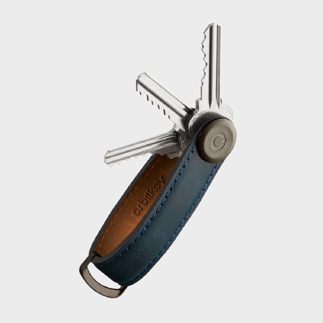 Orbitkey Key Organizer Crazy-Horse Marine Blue with Blue Stiching