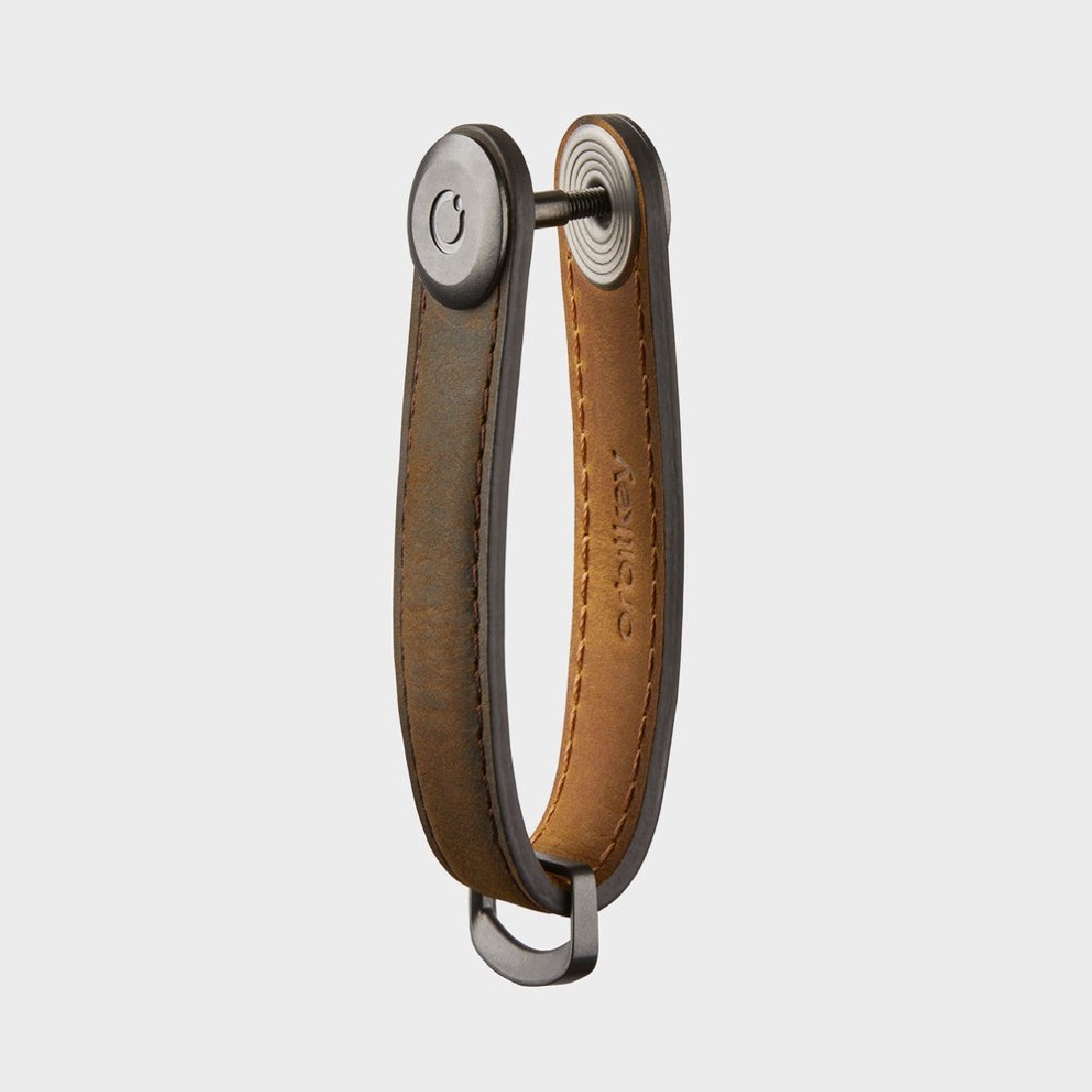 Orbitkey Key Organizer Crazy-Horse Oak Brown with Brown Stiching