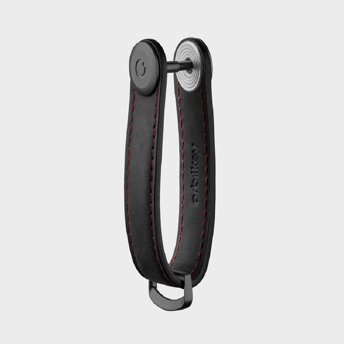 Orbitkey Key Organizer Crazy-Horse Obsidian Black with Red Stiching