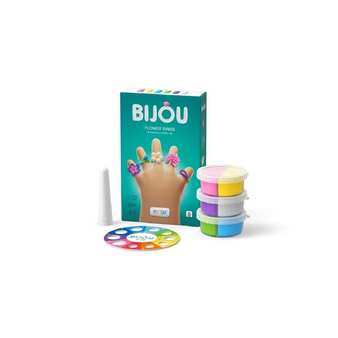 Κατασκευή με πηλό Claymates Bijou Flower Rings 30119 Hey Clay