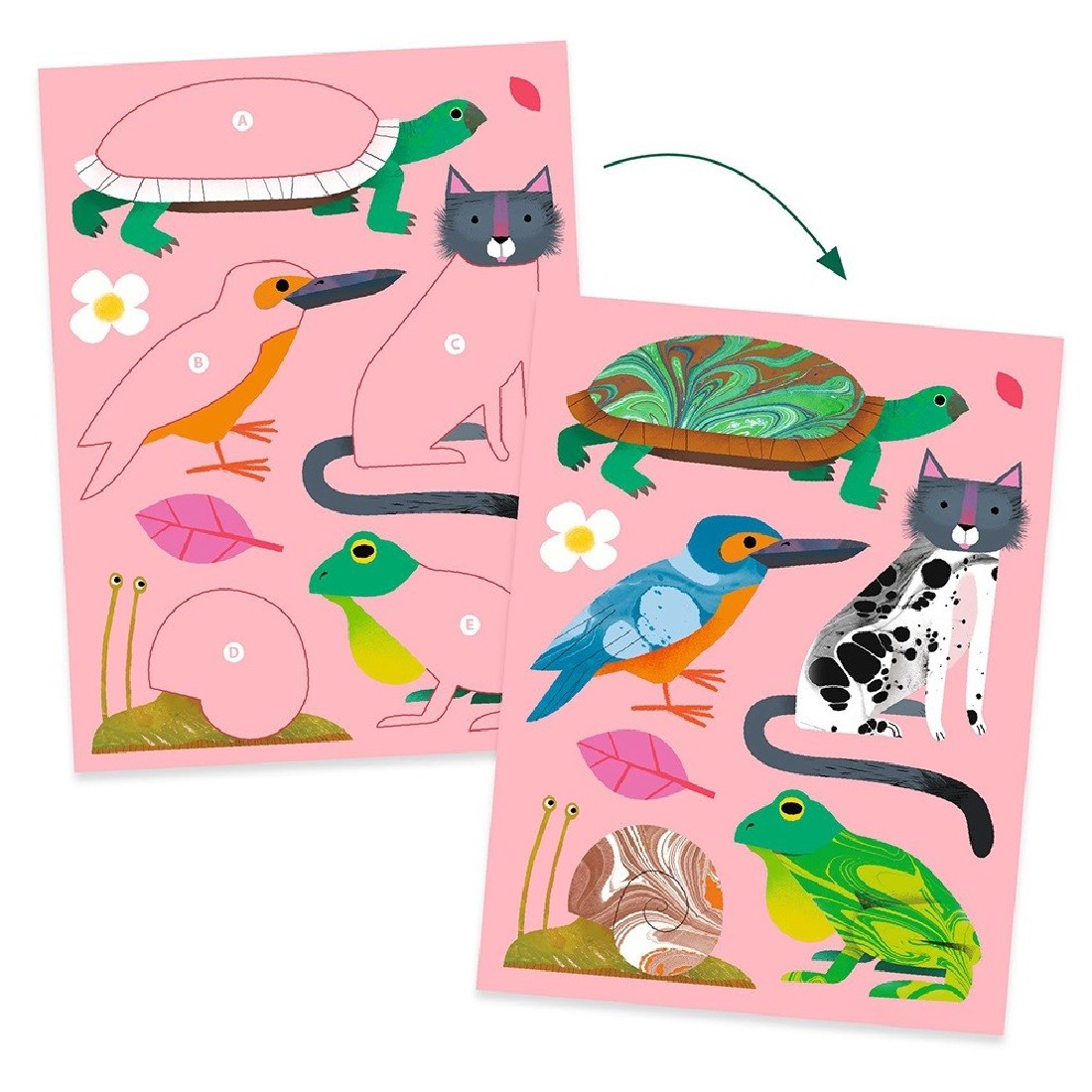 Ζωφραφίζω Αυτοκόλλητα με Εφέ Μαρμάρου Ζώα Ζούγκλας 09351 Djeco