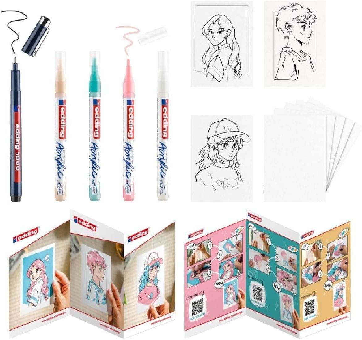 Σετ Μαρκαδόροι Acrylic Manga Drawing 5 Τεμάχια Edding