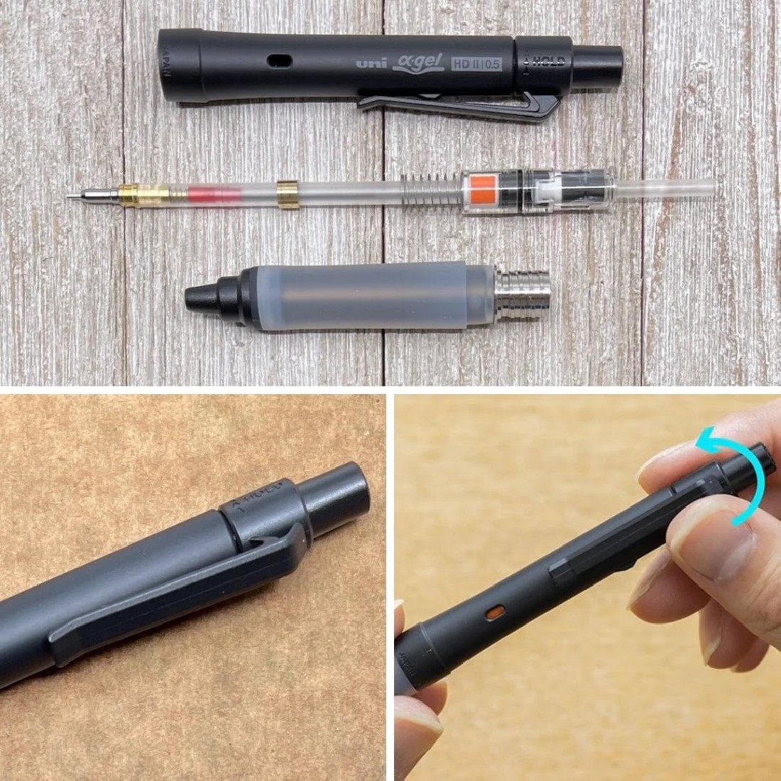 Uni Kurutoga Alpha Gel Switch 0.5mm Mechanical Pencil, Black M5-1009GG 1P.24