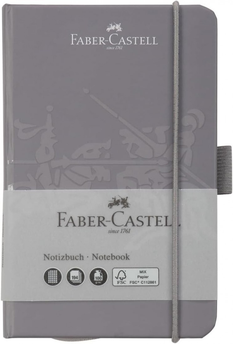 Faber Castell 27827 Notebook DIN A6 Dapple Grey, Squared, 100 g/m², 194 Pages FSC Mix Paper, 90 x 140 mm