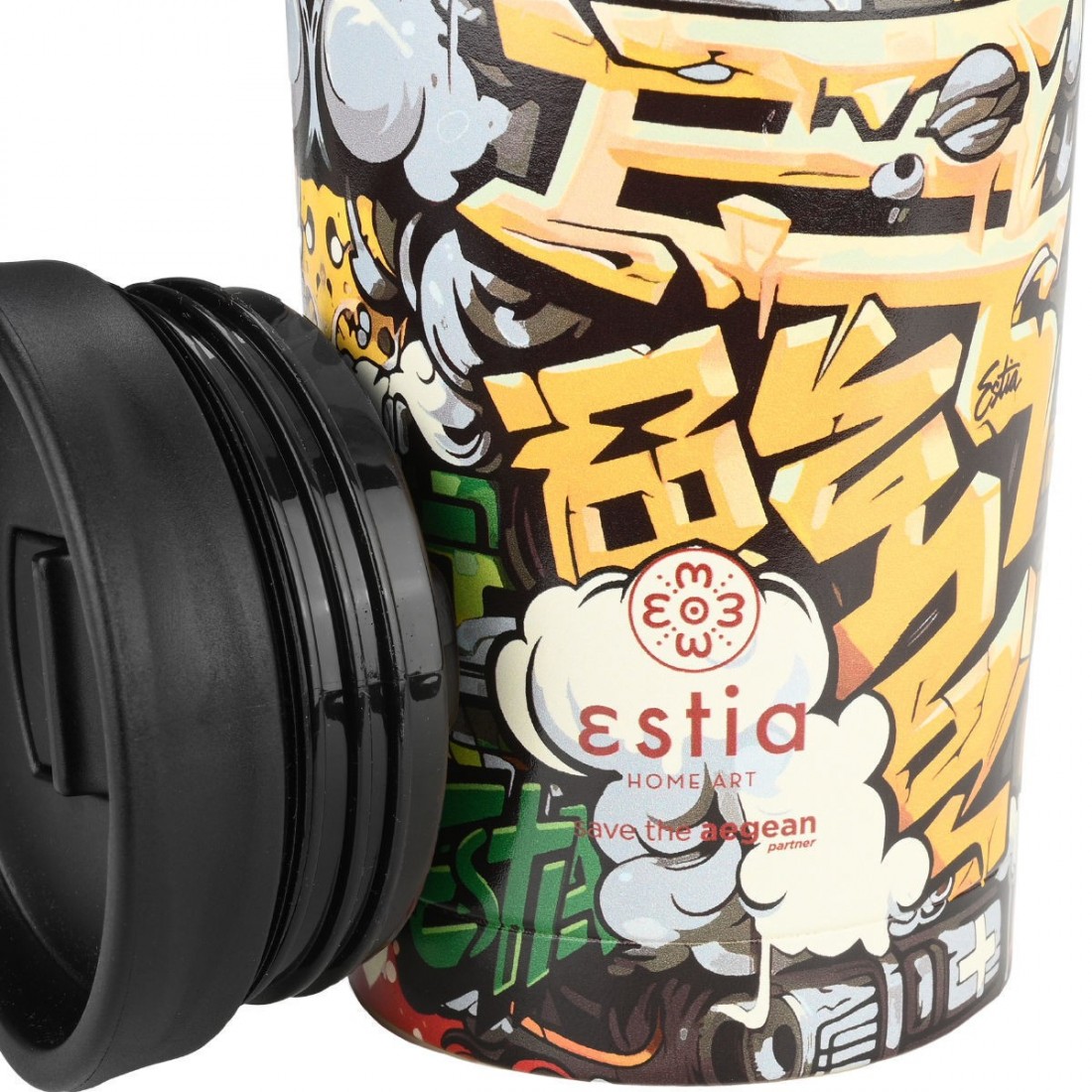 Θερμός Travel Mug Save the Aegean 350ml Graffiti Rhythm 25670 Estia Home Art