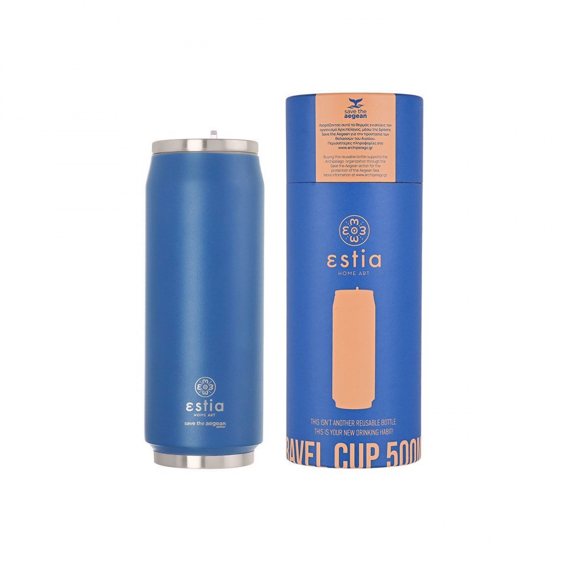 Θερμός Travel Cup Save the Aegean 500ml Denim Blue 12076 Estia Home Art.