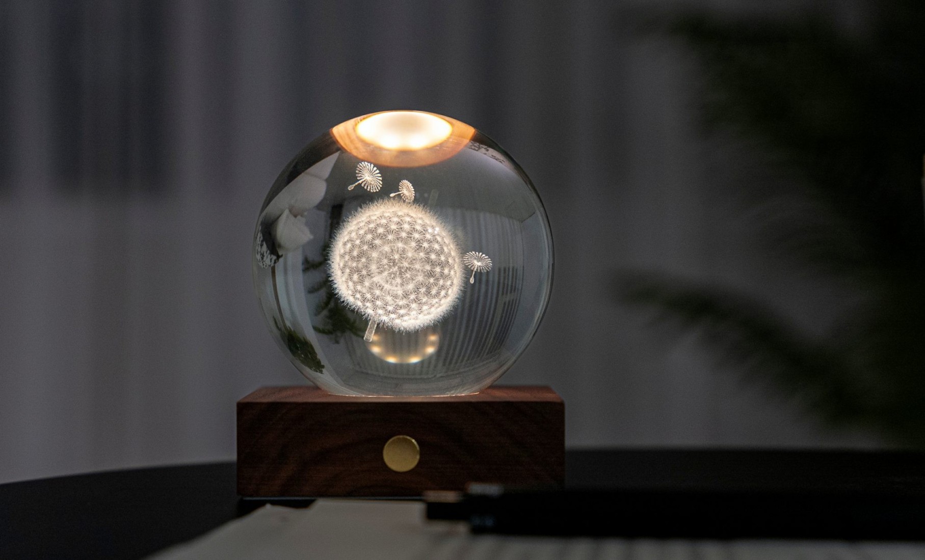 Gingko Amber Crystal Light 3D Laser Dandelion G025DL