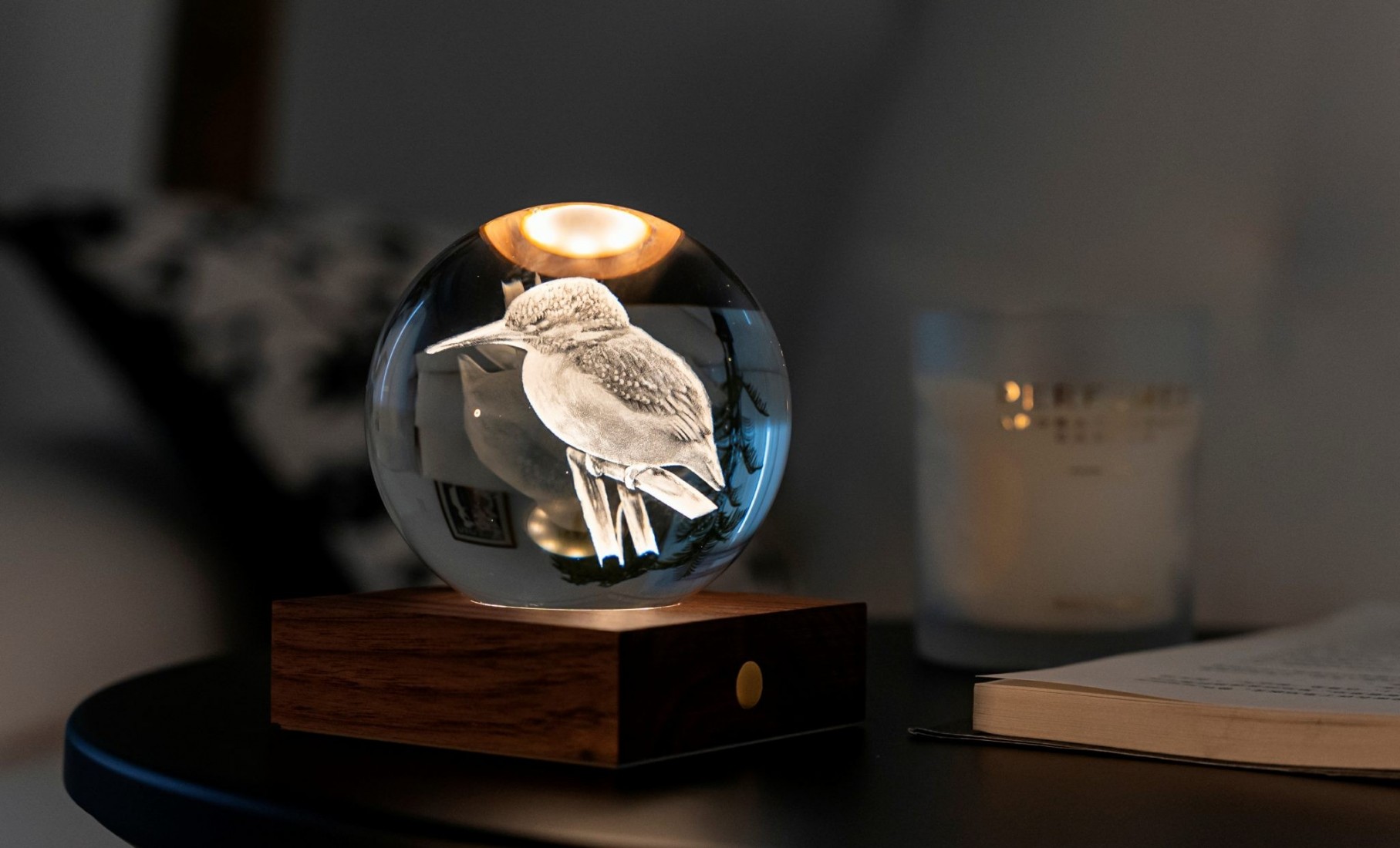 Gingko Amber Crystal Light 3D Laser King Fisher G025KF