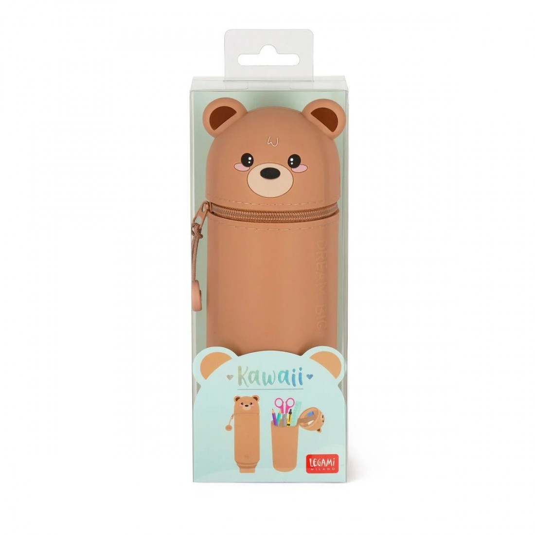 2 in 1 Soft Silicone Pencil Case  - Teddy Bear - Kawaii- Legami