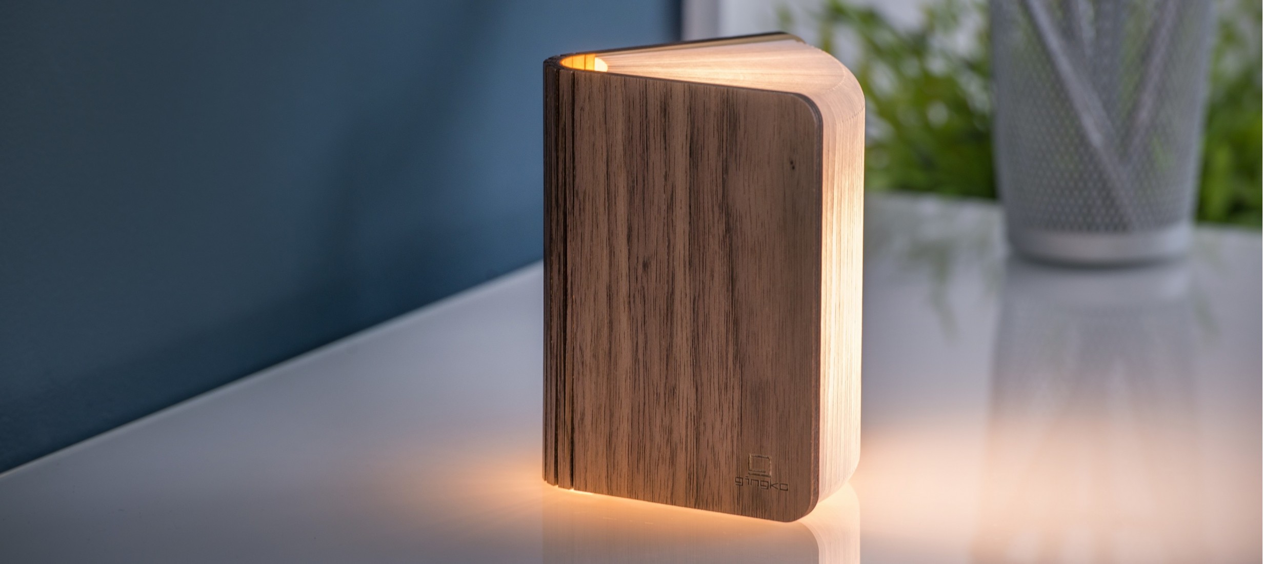 Gingko Smart Book Light (Natural Wood) - Walnut GK12W1
