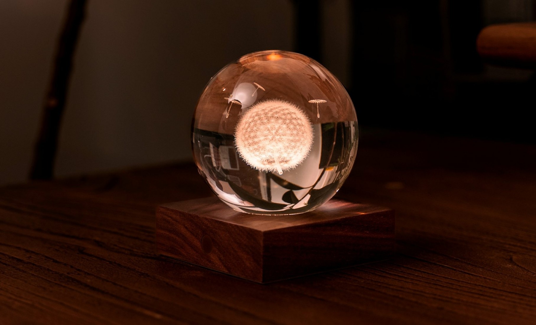 Gingko Amber Crystal Light 3D Laser Dandelion G025DL
