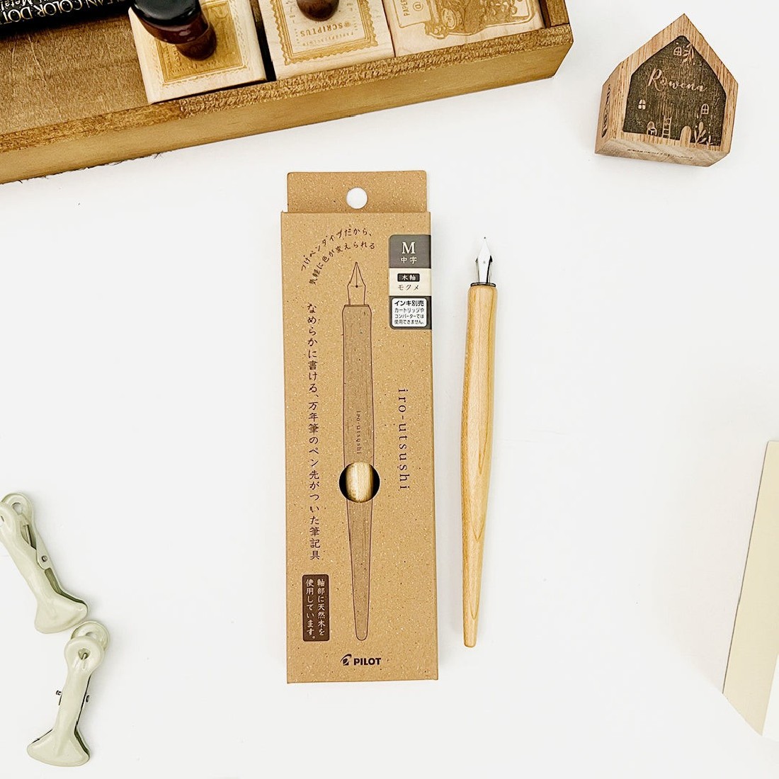 Pilot Iro-utsushi Dip Pen, Wooden Barrel Natural FIR-180K-M
