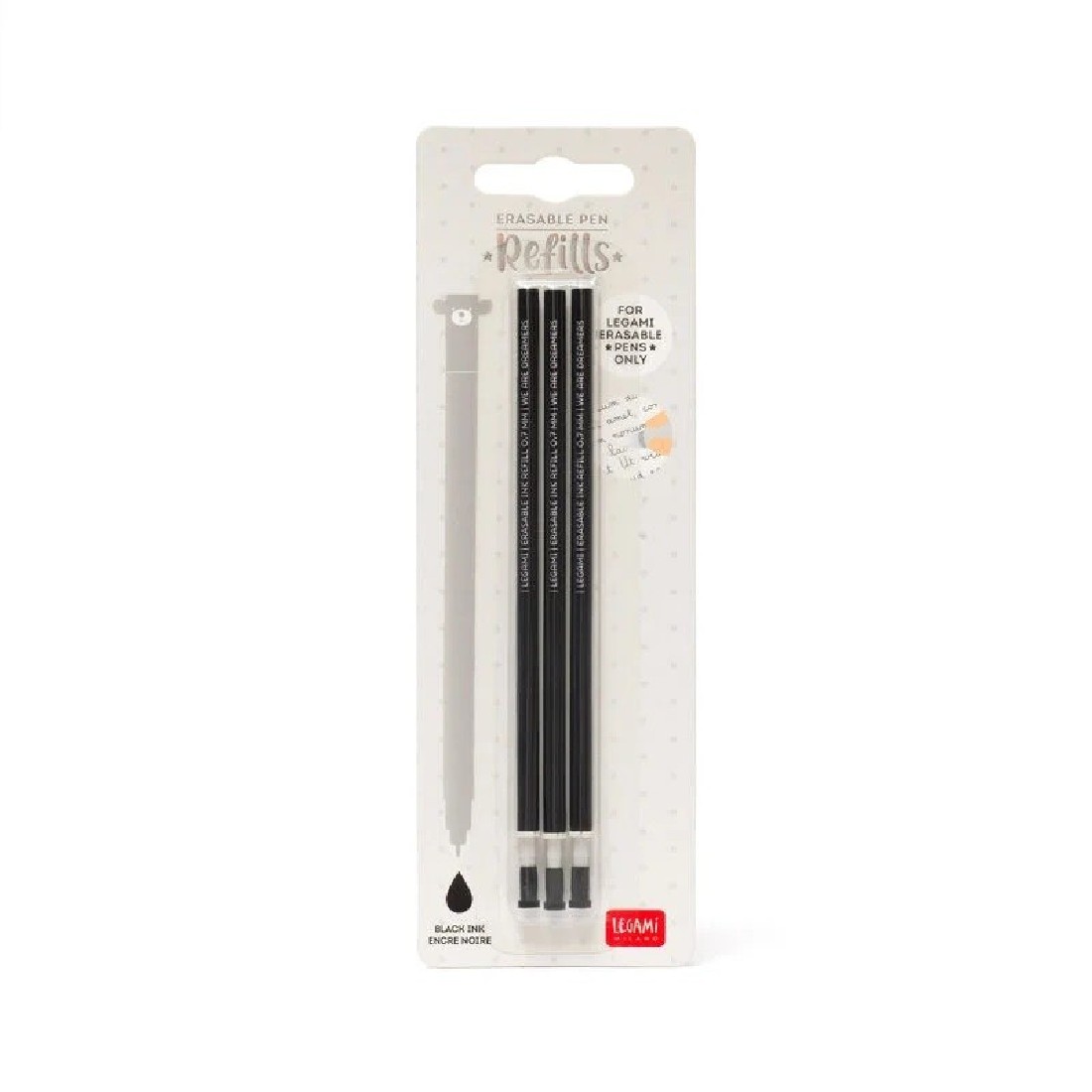 ERASABLE PEN REFILLS BLACK ( SET OF 3 ) LEGAMI