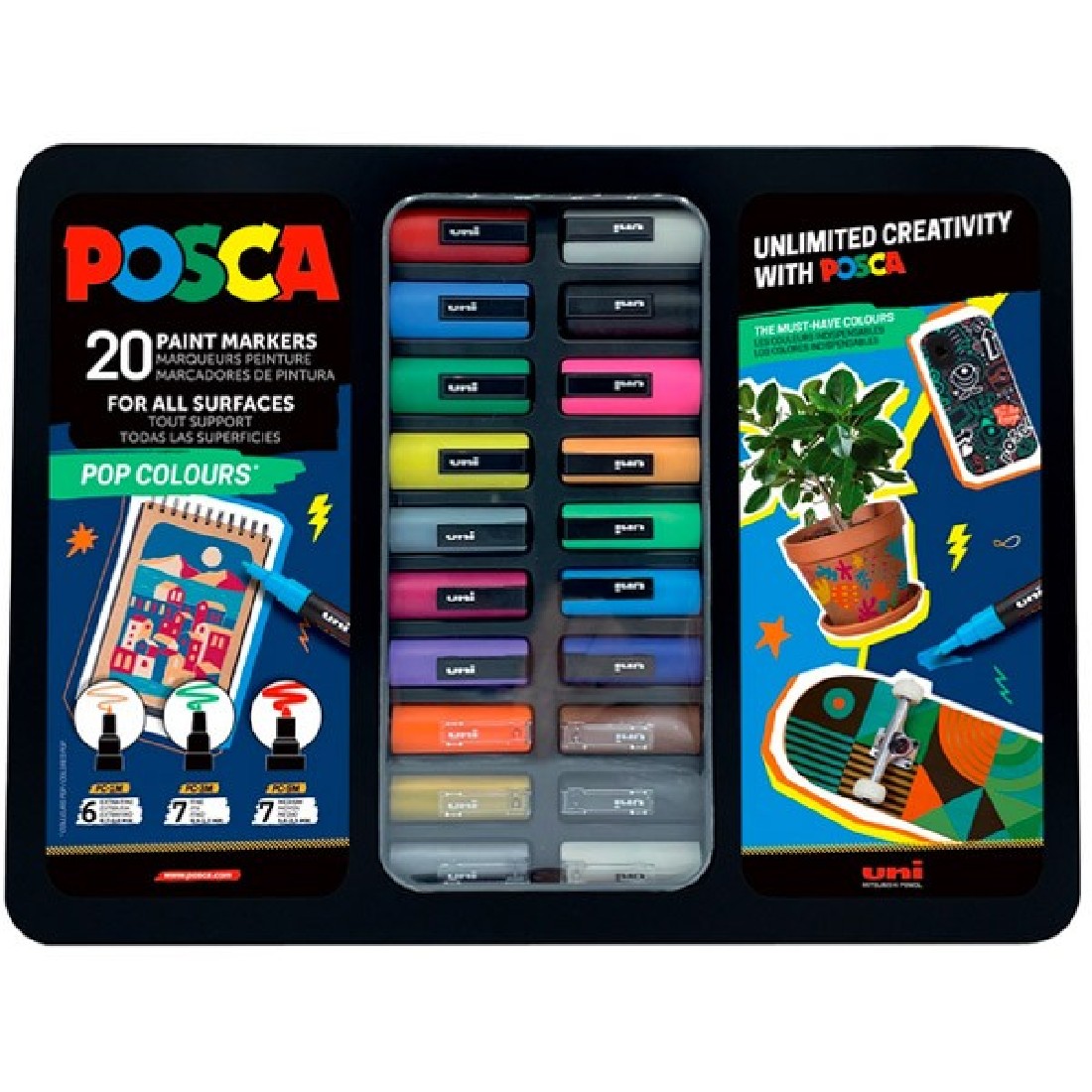 POSCA Paint Markers Pop Colours Collection Tin Set 20pc
