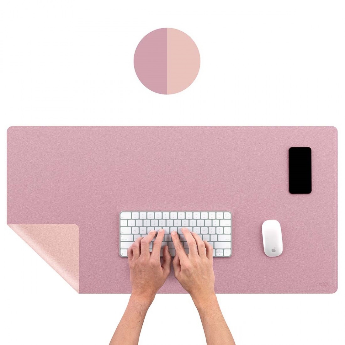 Σουμέν γραφείου( desk pad)  45χ90cm Αδιάβροχο διπλής όψης, light rose/dark rose, 2-700-01 SAX