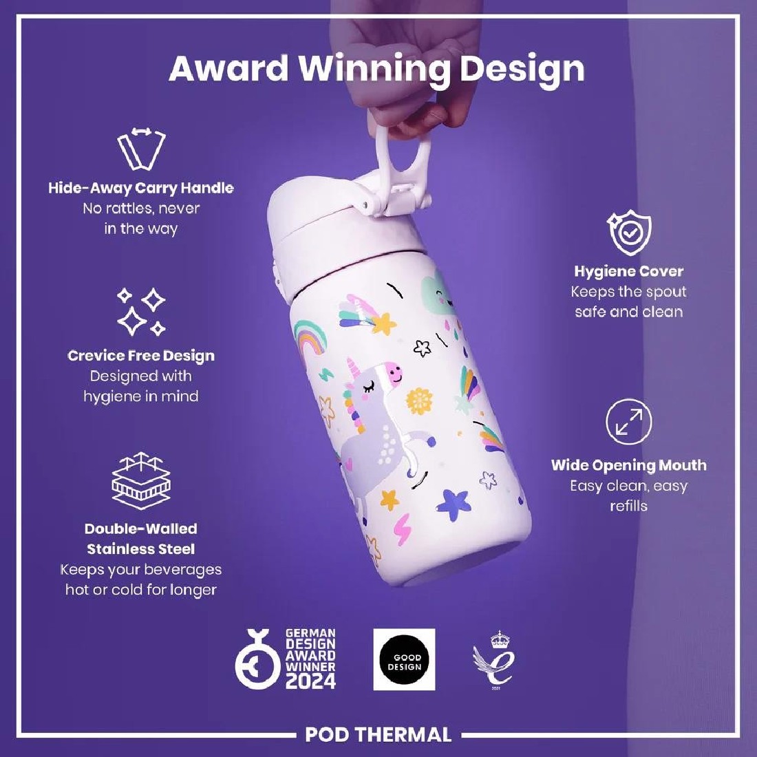 Παγούρι Μεταλλικό Θερμός 320ml Unicorns ION8