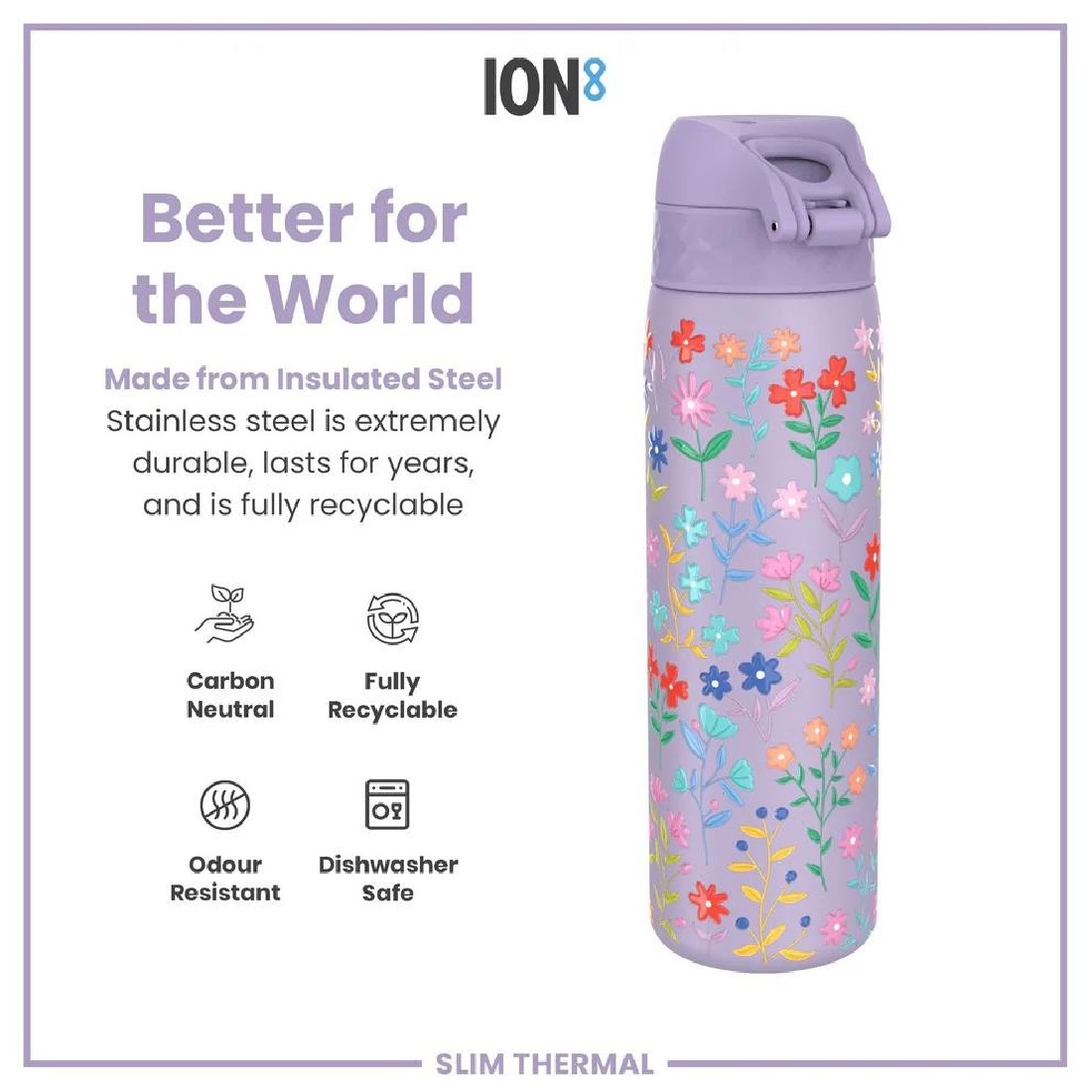 Παγούρι Μεταλλικό Θερμός 500ml Ditsy Floral ION8