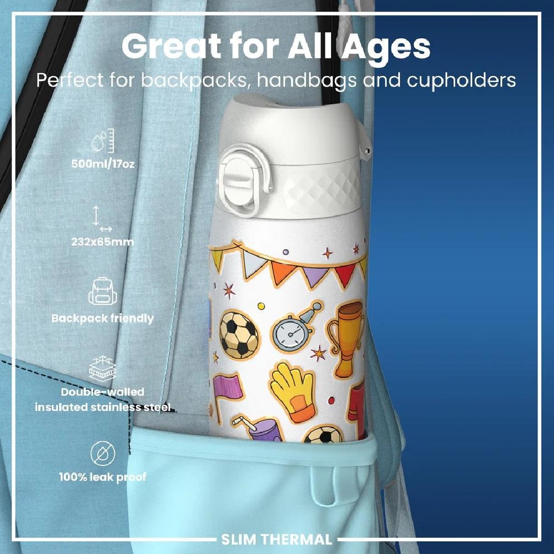 Παγούρι Μεταλλικό Θερμός 500ml Football ION8