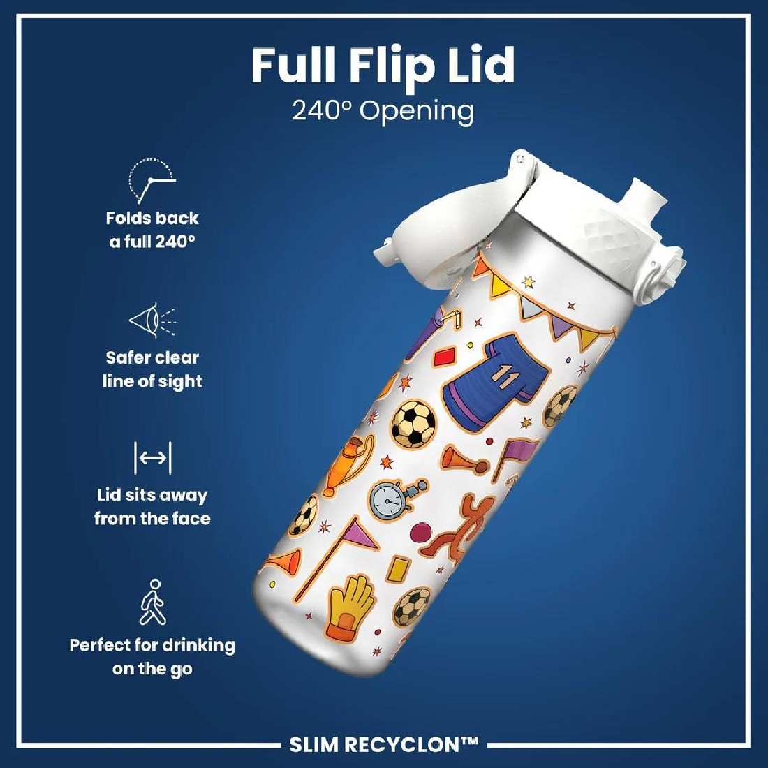 Παγούρι πλαστικό Slim 500ml Football ION8