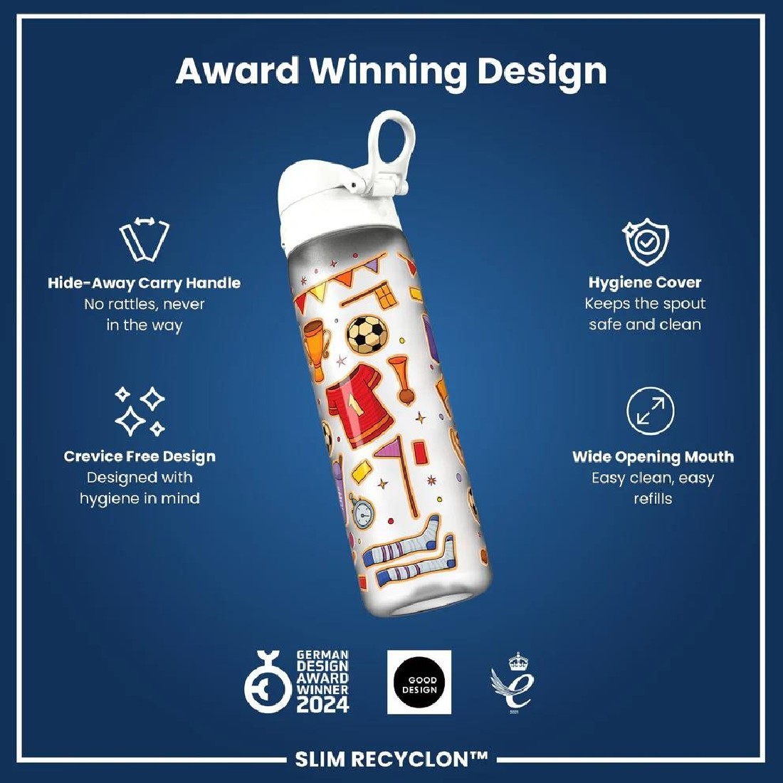 Παγούρι πλαστικό Slim 500ml Football ION8